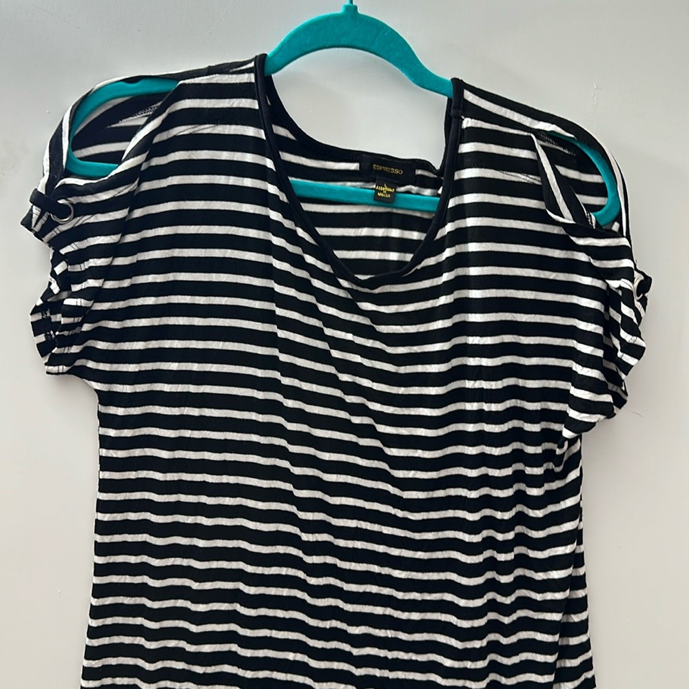 Vintage blouse black and white striped